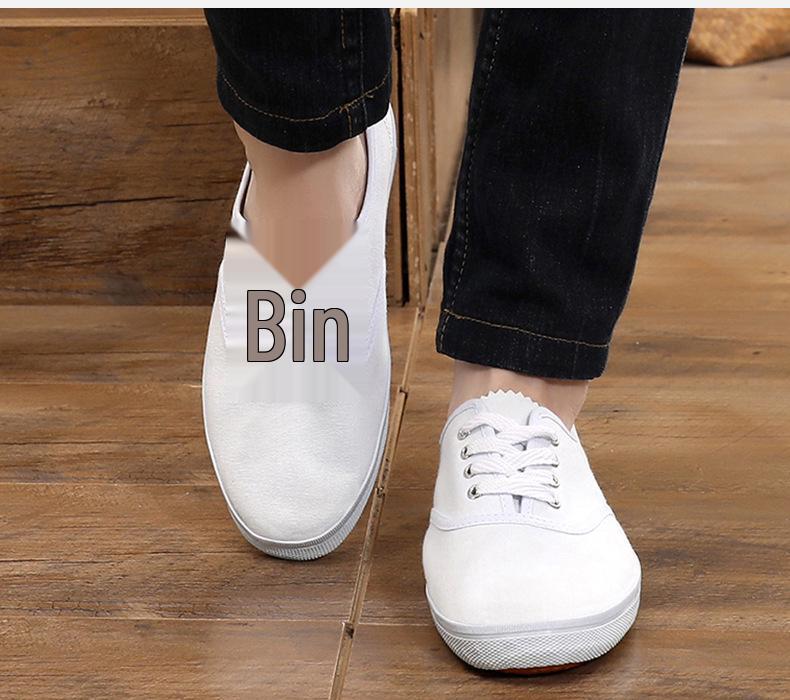 Lutai Unisex White Canvas Lace-Up Casual Gym & Work Shoes