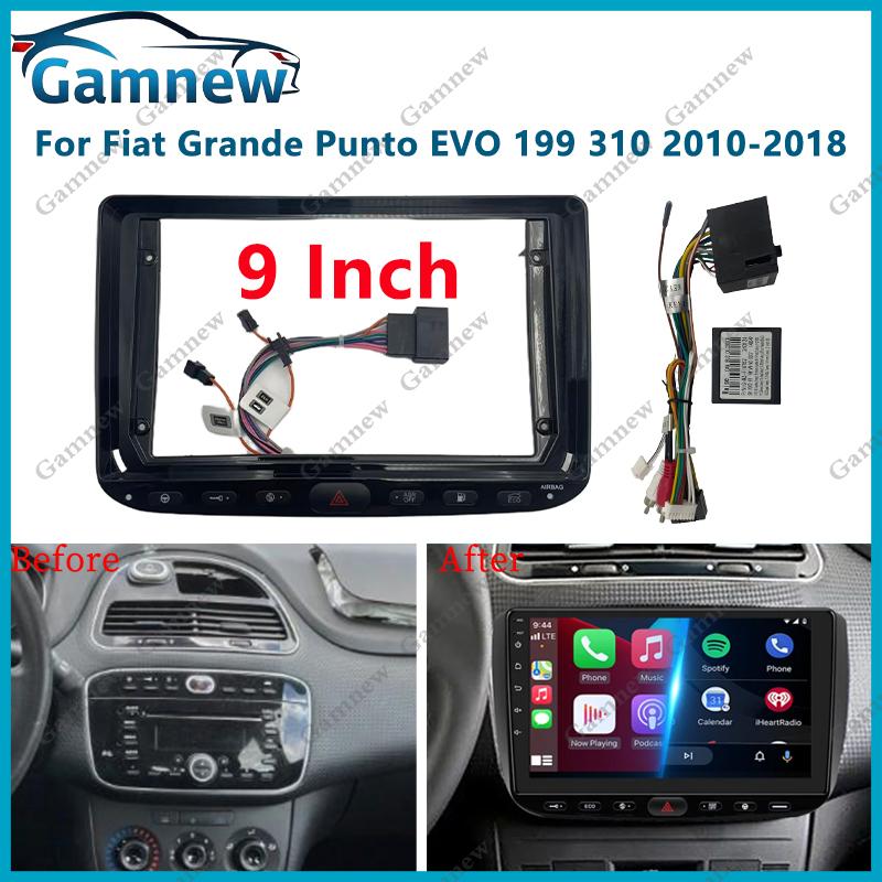 Car Radio Frame Fascias For Fiat Grande Punto EVO 199 310 2010-2018 9 Inch 2DIN Stereo Panel Harness Wire Power Cable Canbus