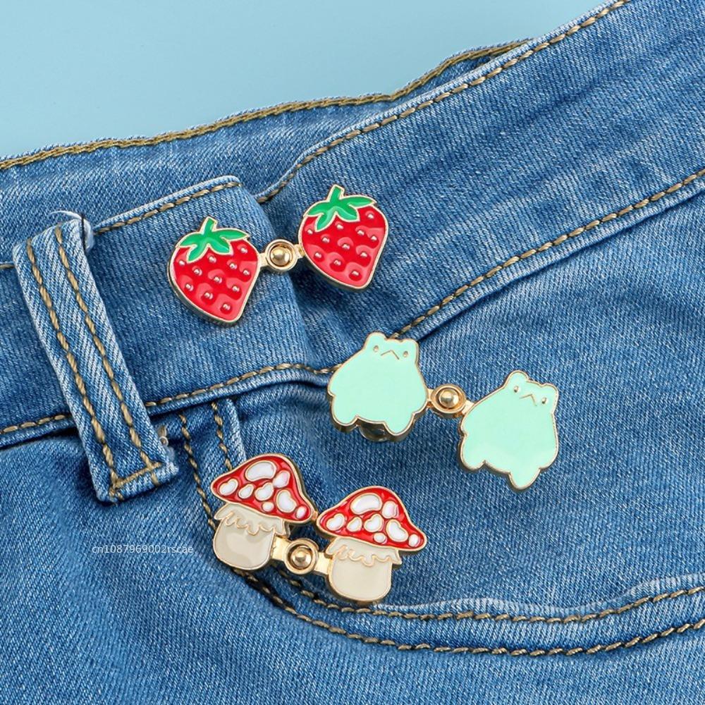 Cute Replacement Jeans Buttons Repair Kit Reusable Waist Adjustable Button Strawberry/Frog/Mushroom Pants Pins Jeans
