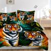 3-teiliges Bettwäscheset mit Tigerprint – 1 Bettbezug + 2 Kissenbezüge(Kern nicht enthalten), Maschinenwaschbares Polyester, ganzjähriger Tragekomfort, Schlafzimmerdekoration