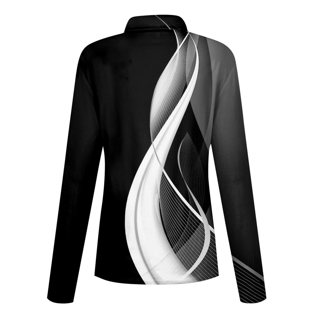 Camisas de manga larga con cuello alto para mujer, estampadas, moda de otoño, básica, ajustada, suave, térmica