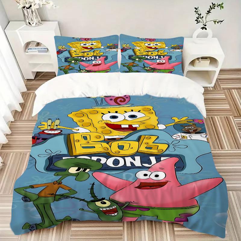 Spongebob Squarepants Adventure Print 3Pcs Bedding Setduvet Cover With 2 Bedropillowcase Home Birthday Gift