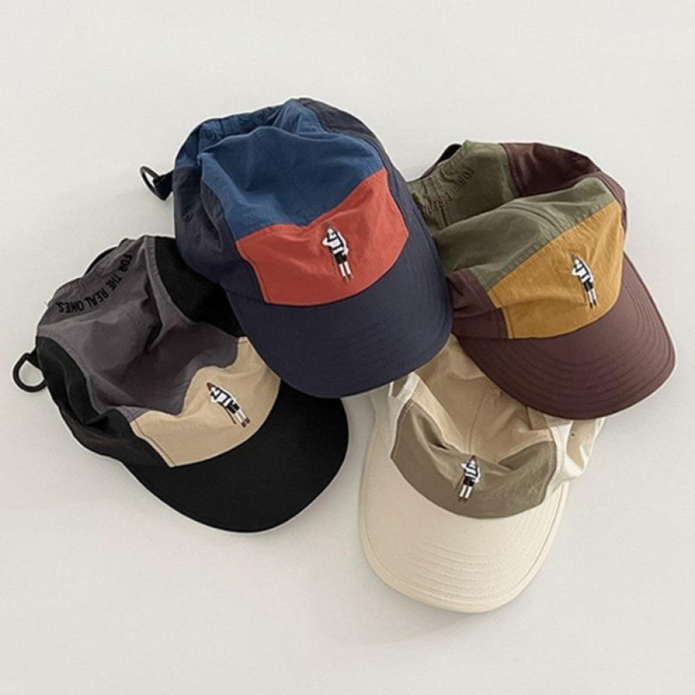 Color Block Baseball Cap Summer Vintage Cartoon Shadow Print Unisex for Men Women Casual Outdoor Sun Hat Lightweight Breathable