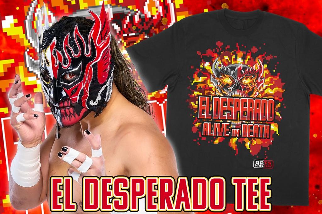 New Japan Pro-Wrestling El Desperado dotswrestler ALIVE IN DEATH T-Shirt, XXL, 6348103349