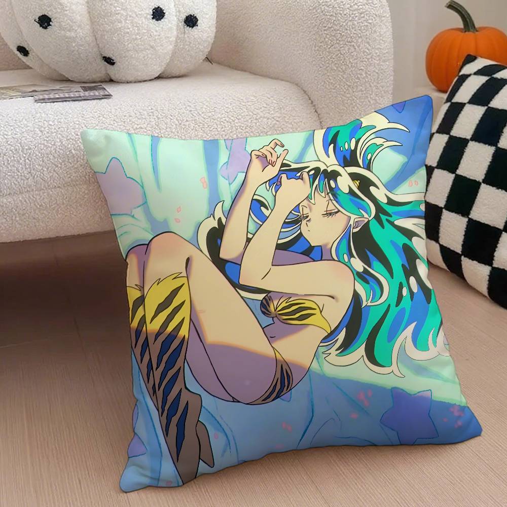 

Urusei Yatsura Anime Game Pillow Case Anti-dustmite Pillowcase Invisible zipper silky short plush Sofa cushion cover 12x12Inch