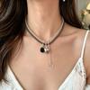 Vintage Obsidian Transparent Crystal Beaded Necklace Women High-end Stacking Short Collarbone Trendy Jewelry Gift