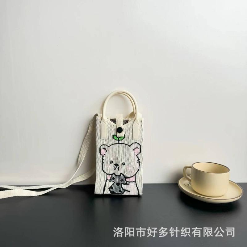 Premium Sense Ns Mobile Phone Bag New Cartoon Knitted Bag Dopamine Niche Versatile Messenger Shoulder Bag Handbag
