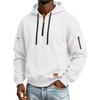 Men's Color Hooded Sweatshirt with Leather Patch and Pockets, Comfortable Casual Everyday Pullover