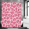 Pink Leopard Shower Curtain Set: Includes Curtain, Non-slip Bath Mat, Toilet Seat Cover, Bathroom Mat, & 12 Hooks.