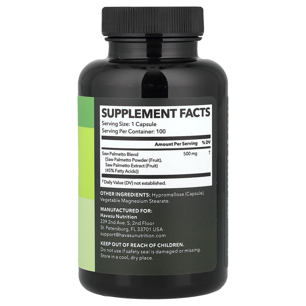 Saw Palmetto, 100 Capsules (500Mg per Capsule)