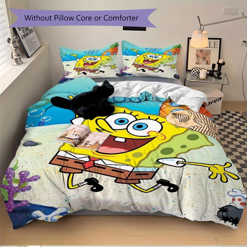 3pcs SpongeBob SquarePants Bedding Set - 1 Soft Quilt Cover + 2 Pillowcases, Machine Washable - Suitable for All Seasons, Perfect Gift for Family and