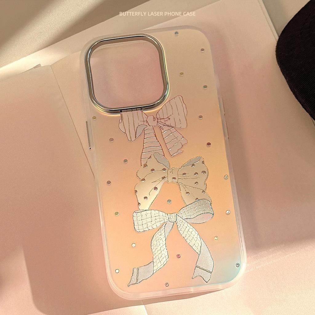 Gold-plated IPhone 15 Pro Max Phone Case, 16 Colorful Polka Dot Bow, 13 Sweet Style, 17 Drop-proof Laser Engraving