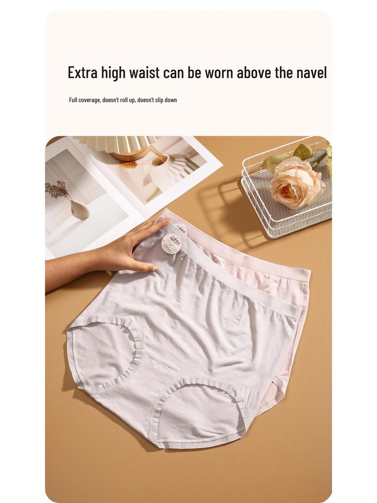 Seamless High Waist Plus Size Women's Panties with Antibacterial Crotch - Breathable Briefs for 200 lbs