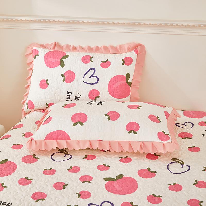 Cartoon Peach Comforter Queen Size, Love Heart Pink Peach Print Quilt Ultra Soft, Ultra Comforter 1 Piece Bedding For Room Decor