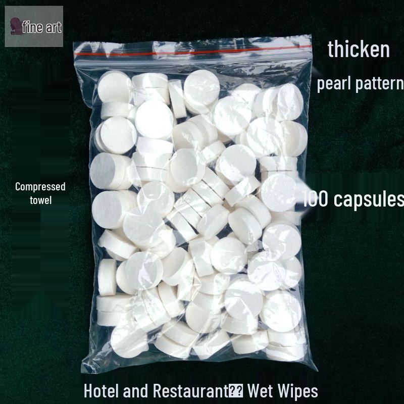 

Compressed Disposable Pure Cotton Facial Towels - Thick Pearl Texture, Soft Makeup Remover, Ideal for Hotels & Restaurants. 100 pieces per pack