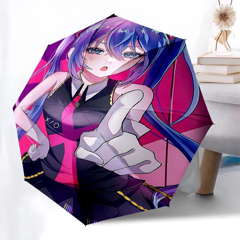 1 Stück Outdoor-Schirm mit Anime-Charakter-Design - Automatisches Öffnen/Schließen, Tragbares 3-fach faltbares Design, 8-Speichen-Eisenrahmen - Perfektes Geschenk für Fans, T