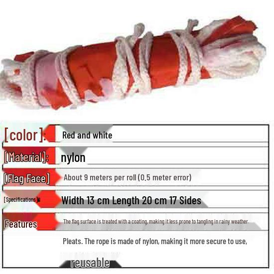 Red and White Striped Construction Warning Flag Barrier