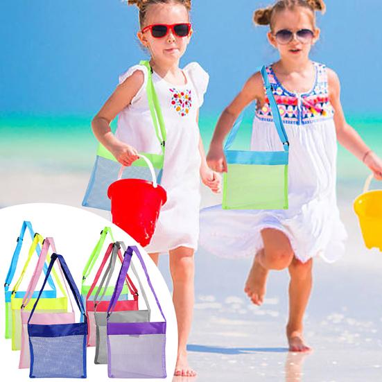 Children's Beach Digging Tools Storage Bag, Large Capacity, Portable Lightweight Mesh Bag, with Adjustable Strap, Beach Bag for Kids Toys Moving And