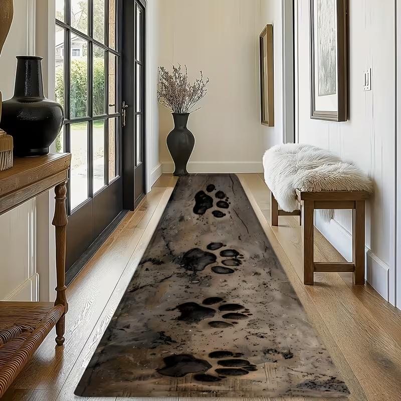 1 Stück Katze und Hund Pfotenabdruck Rutschfeste Matte Ultra-Bequeme Flanell-Teppichmatte für Wohnzimmer Schlafzimmer Heimdekoration Teppiche