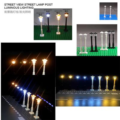 Stadtstraße Straßenverkehrsampel 7 Ports LED USB Straßenlaterne Grundplatte Zubehör Bausteine Mini-Modell Kompatibel