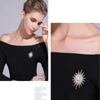 Gold Tone Sunburst Brooch Sparkly Rhinestones Faux Pearl Center 1Pcs Fashion Lapel Pin for Women Daily Wear Jacket Sweater Accessory