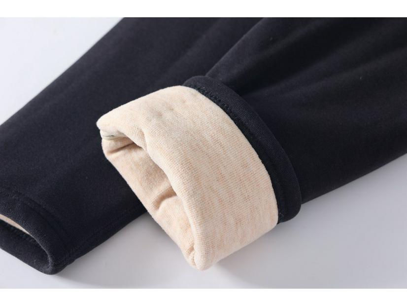 2025 Winter Men's Fleece-Lined High Waist Wool Pants with Seamless Knee and Waist Support