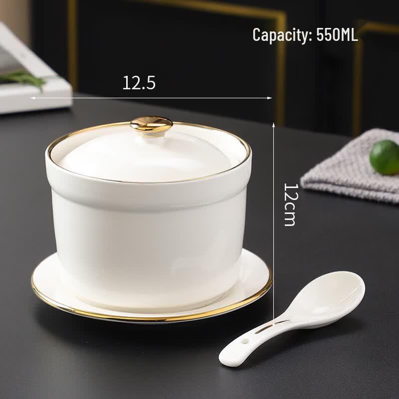 OIMG 5-inch Ceramic Double Boiler Stew Pot