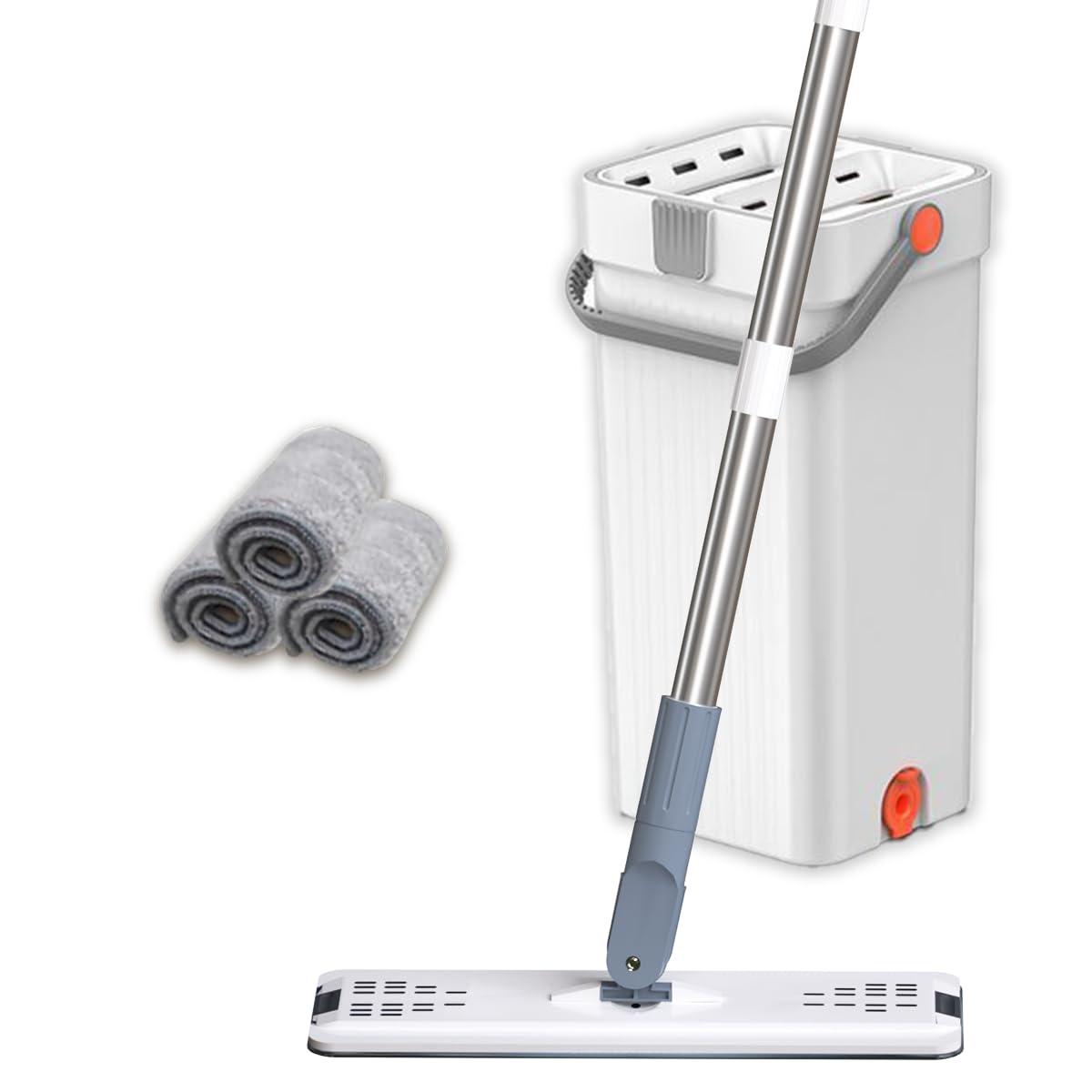 

GOLDWANGWANG Насадки из микрофибры для швабры для пола для влажной и сухой уборки для паркета и ламината Набор швабры и отжима с водонепроницаемостью и 4 сменными салфетками Швабра, & белый