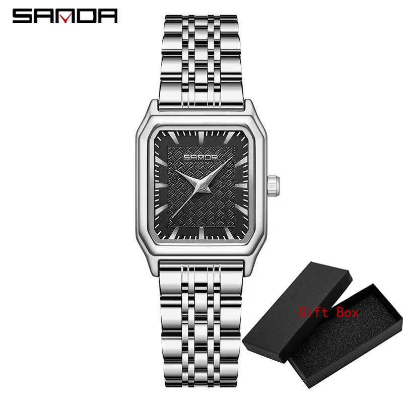Sanda Top Brand Trendy Elegant Design Rectangle Dial Water Resistant Quartz Movement Business Women Arrival Analog Wrist Watch