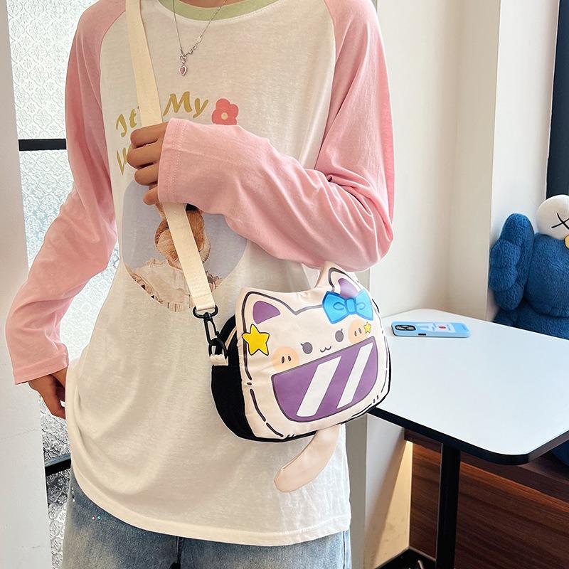 Cute girl oblique span bag cartoon sweet kitten student versatile small square bag soft girl mobile phone storage bag change bag