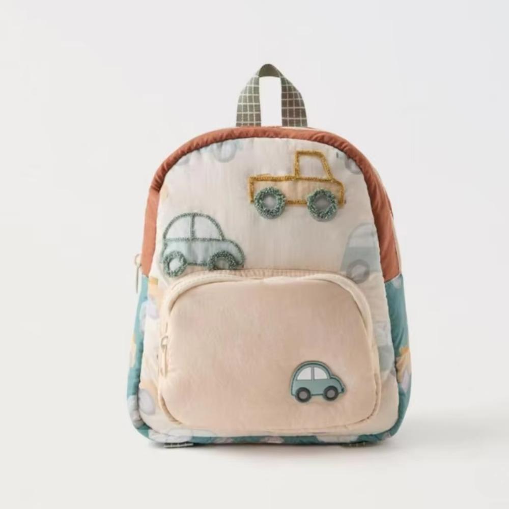 Cartoon Car Embroidery Children's School Backpack Kindergarten Boys and Girls Students Schoolbag Lightweight Backpack
