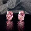 Elegant Light Luxury Pink Zircon Earrings for Women High-End Temperament Trendy Zircon Accessory