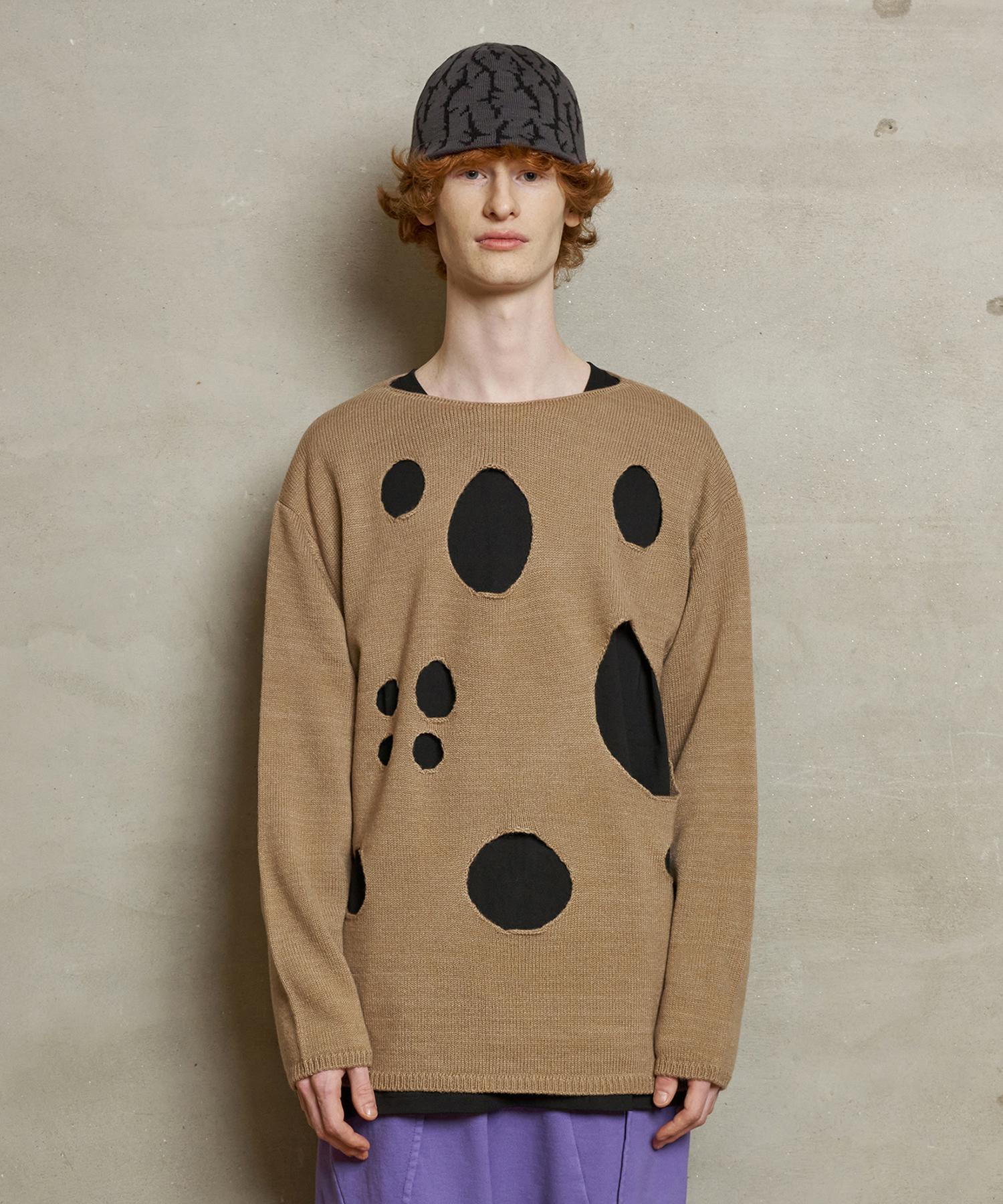 Analogoid Hole Round Knit / Beige Beige/L