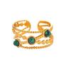 18K Gold Plated European Retro Stainless Steel Turquoise Ring - Vintage Exaggerated Women's Personality Jewelry