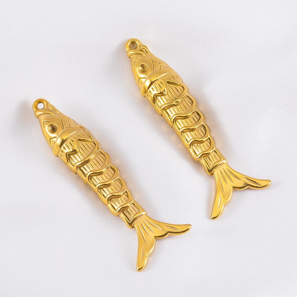 2pcs Stainless Steel Enamel Gold Plated 3D Fish Charms Star Shell Pendants DIY Boho Necklace Bracelet Earrings Jewelry Findings