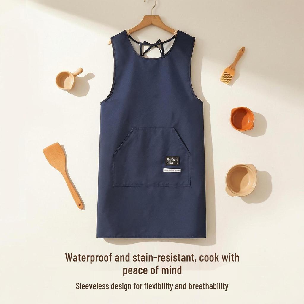 Waterproof Oil-Proof Sleeveless Kitchen Apron for Women - Fashionable and Breathable