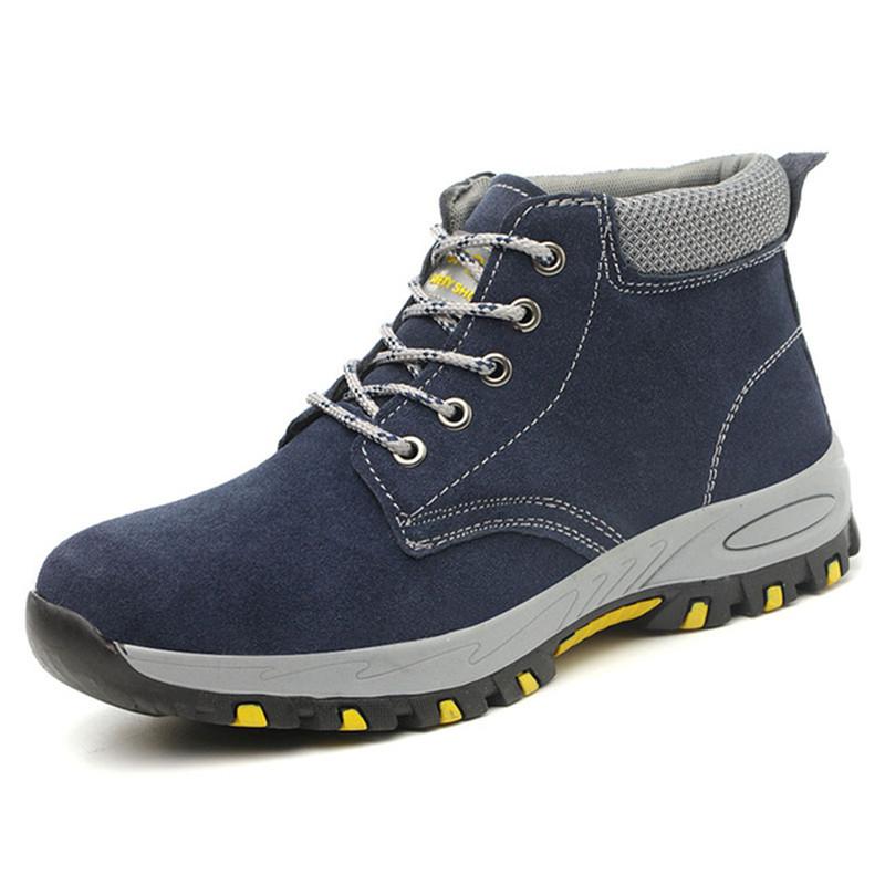 

-107 Holfredterse For Mens High Top Martin Steel Toe Work Boots Cow Leather Suede Indestructible Anti-Smash Shoes 44