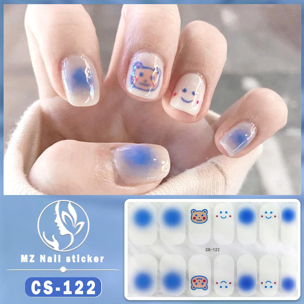 CS Waterproof No-Cure Gel Nail Wraps, Full Cover Contrast Color Tiger Head Pattern Nail Stickers, Nail Patch Films