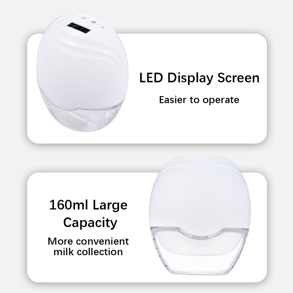 Tiralatte Elettrico Indossabile Mani Libere – 4 Modalità, 9 Livelli, Display LED, Flangia 19 Mm, 1200 MAh – Bianco