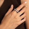 Interlocking Zirconia Two-Tone Diamond Ring, Multi-Element Plain Band