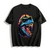 Vintage Neon T-Rex Print Cool Street Style Men's Casual T-Shirt Pure Cotton T-shirt