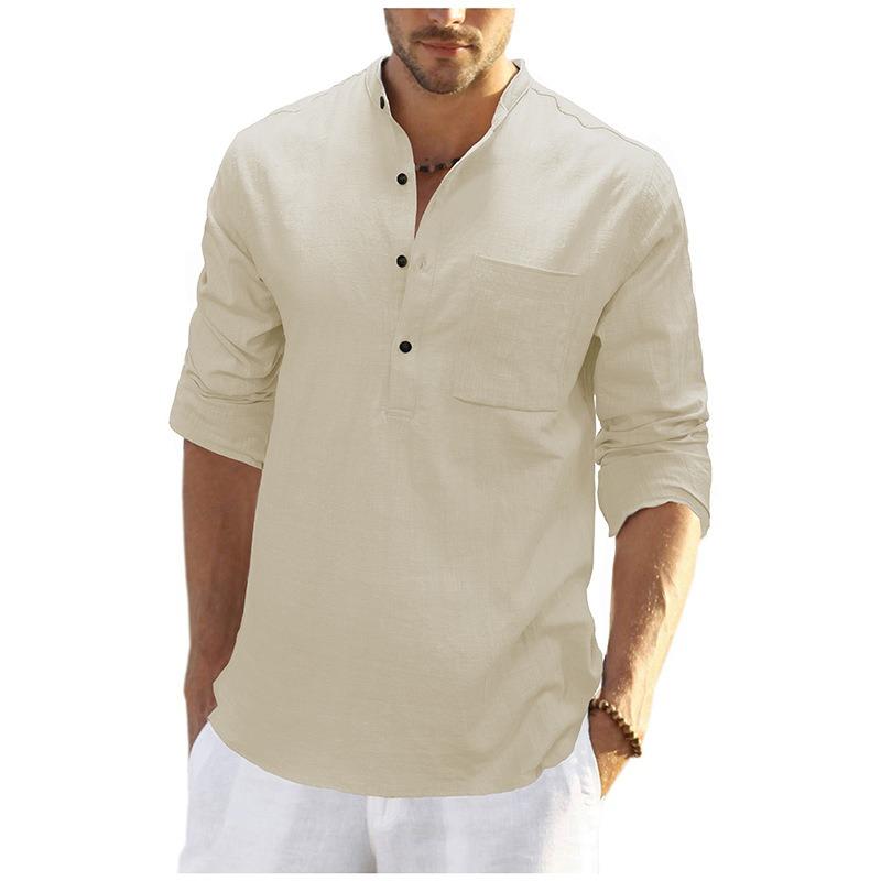 

Cotton Linen Loose Fit Long Sleeve Shirt US code 2XL