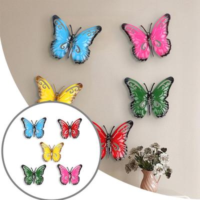 Lot de 5 Décorations Papillons Creux Métalliques 3D Décoration de Clôture de Cour Décoration de Jardin Extérieur et Intérieur W8C8