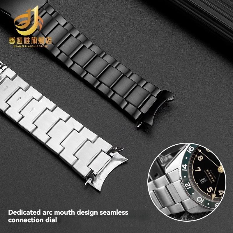 22mm Curved End Bracelet for Longines Pioneer Series L3.812 L3.802 Arc Mouth Stainless Steel Strap L3.812 L3.820 Men Watch Chain