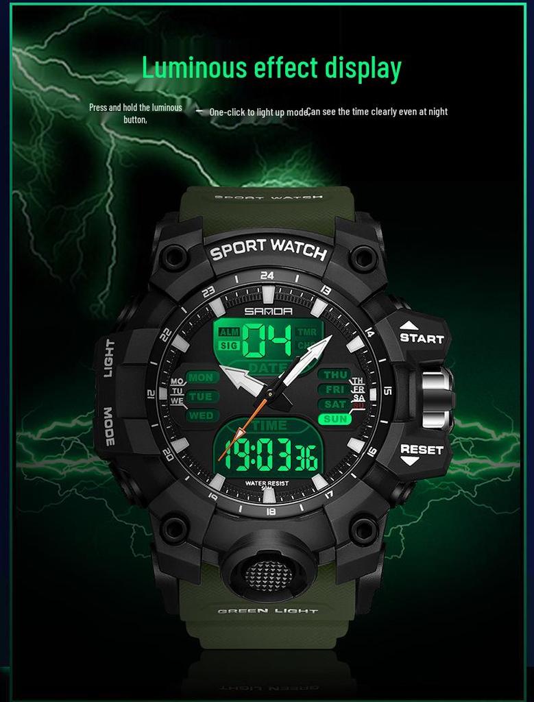 Sanda Youth Fashion Luminous Waterproof Shockproof Alarm Men's Watch