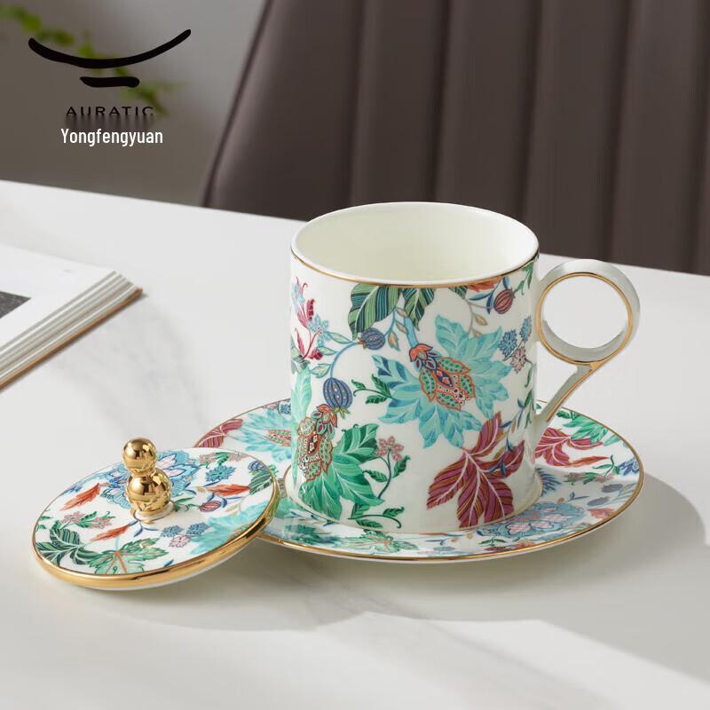 Yongfengyuan Happiness Garden Ceramic Mug with Lid