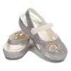 Crocs Isabella Outdoor Toe Flat Heel Shiny Hole Sneaker Sandals Silver Kids