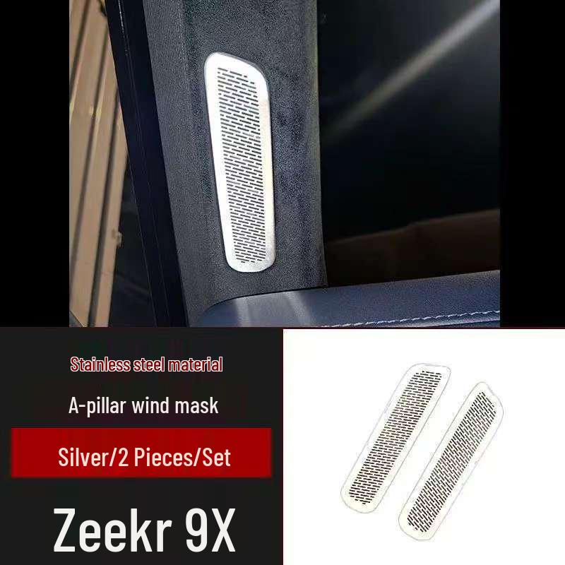 Zeekr 9X Stainless Steel Front Speaker Dust Cover - Non-destructive Paste, Hollow Design, Fits Front and Three Row Seats.