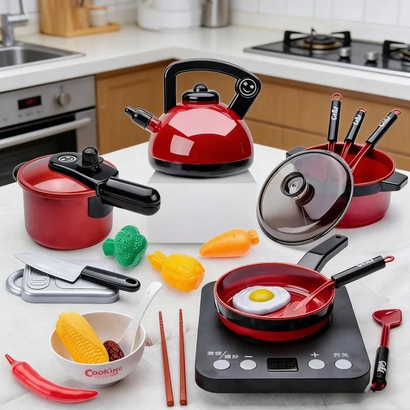 Kid Pretend Play Kitchen Set Girl Cooking Toys Cutting Fruit Kitchen Utensils Baby Simulation Early Education Play House Toy Kit