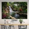 2D Tropical Nature Backdrop, Waterfall Palm Tree Pool Background for Home Decoration